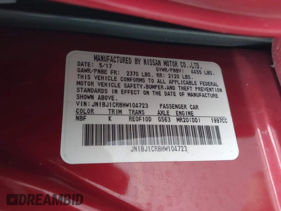 2017 Nissan Rogue SL z VIN JN1BJ1CR8HW104723, wystawiony jako IAAI lot #41535387 z przebiegiem 79 120 mil mil oraz . Historia ofert i sprzedaży dostępna na DreamBid. Obrazek 9.