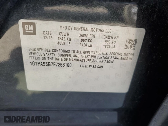 2014 Chevrolet Cruze LS with VIN 1G1PA5SG7E7256100, listed as a Copart auction lot 49210465 with Not Provided miles and Salvage Title. Bid and sale history available at carsss.com. Image 12.