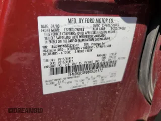 2008 Ford Taurus X SEL с VIN 1FMDK05W88GA36512, выставлен на аукционе Copart как лот 67148254 с пробегом 144 933 миль миль и Чистый • Clean title. История ставок и продаж доступна на DreamBid. Изображение 14.