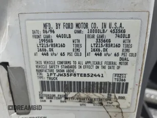 1996 Ford F-350 with VIN 1FTJW35F8TEB52441, listed as a Copart auction lot 48917765 with 271,664 mi miles and Clean title. Bid and sale history available at DreamBid. Image 10.