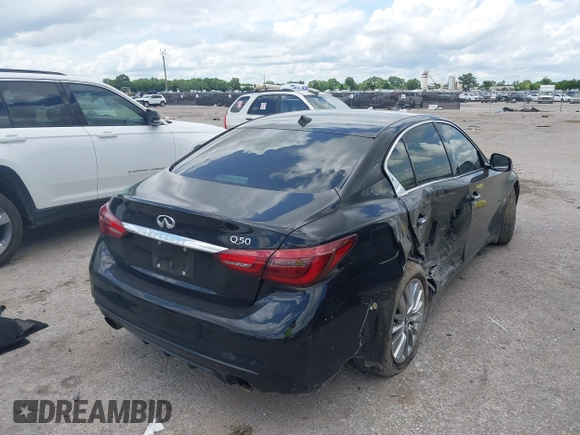 2019 Infiniti Q50 Luxe with VIN JN1EV7AP3KM519702, listed as a IAAI auction lot 42353533 with 46,371 mi miles and . Bid and sale history available at DreamBid. Image 4.
