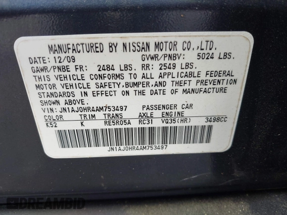 2010 Infiniti EX Journey with VIN JN1AJ0HR4AM753497, listed as a IAAI auction lot 42044229 with 202,070 mi miles and . Bid and sale history available at DreamBid. Image 9.