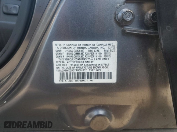 2010 Acura MDX Advance with VIN 2HNYD2H57AH501137, listed as a Copart auction lot 65633124 with 172,483 mi miles and Clean Title. Bid and sale history available at DreamBid. Image 13.