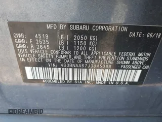 2018 Subaru Legacy with VIN 4S3BNAA67J3045388, listed as a IAAI auction lot 41780505 with 95,149 mi miles. Bid and sale history available at carsss.com. Image 9.