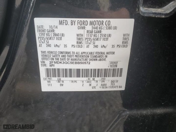 2014 Ford Edge SE with VIN 2FMDK3GC5EBB50572, listed as a Copart auction lot 49882115 with 72,898 mi miles and Salvage Title. Bid and sale history available at carsss.com. Image 13.