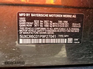 2023 BMW X5 xDrive40i with VIN 5UXCR6C01P9P27041, listed as a Copart auction lot 59009585 with 45,568 mi miles and Salvage title. Bid and sale history available at DreamBid. Image 14.