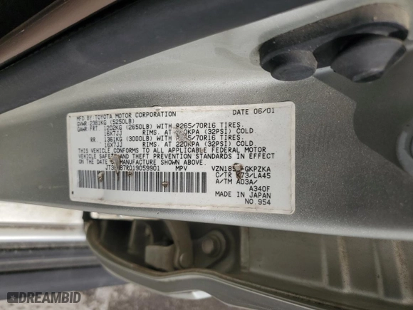 2001 Toyota 4Runner Limited with VIN JT3HN87R019059901, listed as a Copart auction lot 51143585 with 152,371 mi miles and Salvage Title. Bid and sale history available at carsss.com. Image 13.