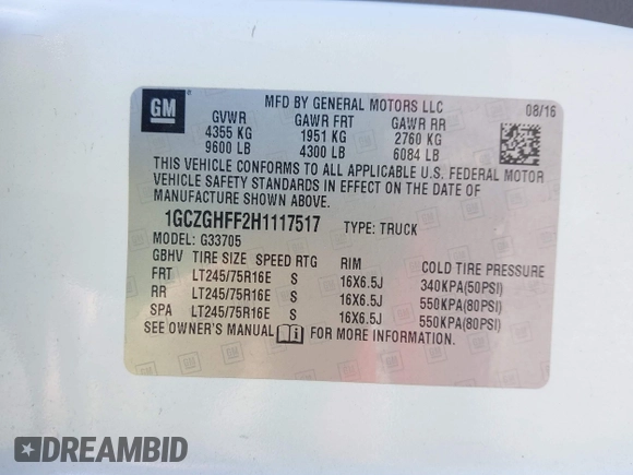2017 Chevrolet Express Cargo with VIN 1GCZGHFF2H1117517, listed as a IAAI auction lot 42126231 with 289,653 mi miles and . Bid and sale history available at DreamBid. Image 9.