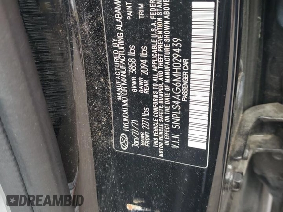 2021 Hyundai Elantra SEL with VIN 5NPLS4AG6MH029439, listed as a Copart auction lot 47414955 with 44,176 mi miles and Salvage Title. Bid and sale history available at carsss.com. Image 14.