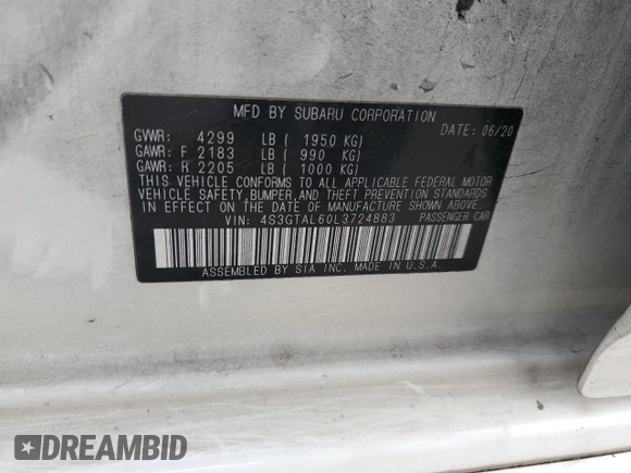 2020 Subaru Impreza Special Sports with VIN 4S3GTAL60L3724883, listed as a Copart auction lot 82643194 with 83,626 mi miles and Salvage title. Bid and sale history available at DreamBid. Image 15.