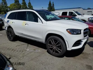 2021 Mercedes-Benz GLS 580 with VIN 4JGFF8GE8MA408511, listed as a Copart auction lot 53691404 with 27,414 mi miles and Salvage Title. Bid and sale history available at DreamBid. Image 4.