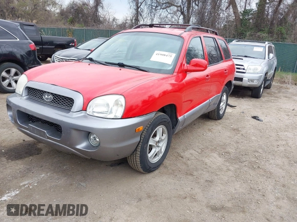 2004 Hyundai Santa Fe GLS with VIN KM8SC13D24U724643, listed as a IAAI auction lot 41908475 with 82,656 mi miles. Bid and sale history available at carsss.com. Image 2.