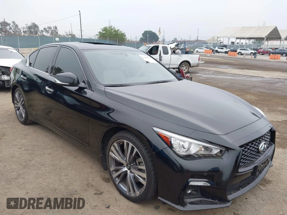 2023 Infiniti Q50 Sensory z VIN JN1EV7CP9PM511527, wystawiony jako IAAI lot #42490195 z przebiegiem 34 031 mil mil oraz . Historia ofert i sprzedaży dostępna na DreamBid. Obrazek 1.