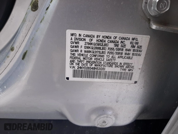 2008 Acura MDX Tech Pkg with VIN 2HNYD28348H531351, listed as a Copart auction lot 45735525 with 0 mi miles and Salvage Title. Bid and sale history available at carsss.com. Image 13.