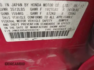 2012 Honda Fit Sport with VIN JHMGE8H54CC030747, listed as a IAAI auction lot 42272618 with 115,347 mi miles and . Bid and sale history available at DreamBid. Image 9.