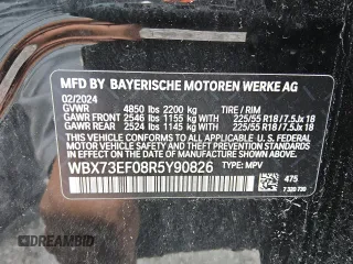 2024 BMW X1 xDrive28i z VIN WBX73EF08R5Y90826, wystawiony jako Copart lot #56059065 z przebiegiem 18 928 mil mil oraz Tytuł czysty. Historia ofert i sprzedaży dostępna na DreamBid. Obrazek 12.