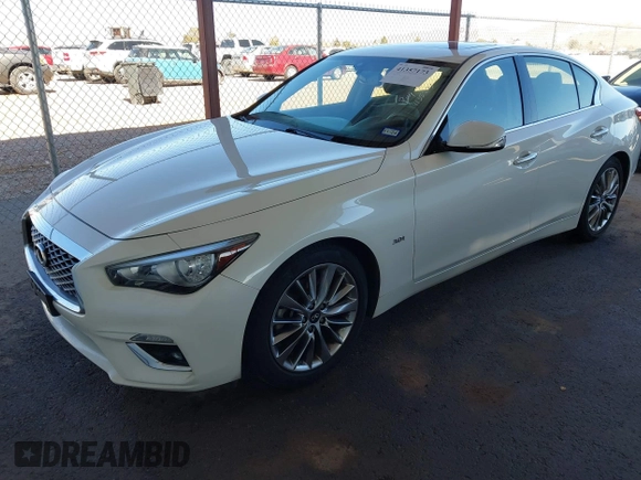 2019 Infiniti Q50 3.0t LUXE with VIN JN1EV7AP4KM513651, listed as a IAAI auction lot 41357173 with 77,485 mi miles. Bid and sale history available at carsss.com. Image 2.