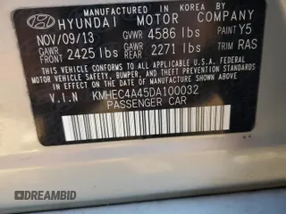 2013 Hyundai Sonata with VIN KMHEC4A45DA100032, listed as a Copart auction lot 46705995 with 124,544 mi miles and Salvage Title. Bid and sale history available at DreamBid. Image 14.