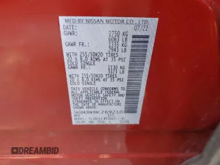 2022 Nissan Pathfinder Platinum with VIN 5N1DR3DK8NC269210, listed as a Copart auction lot 46353535 with 63,491 mi miles and Salvage title. Bid and sale history available at DreamBid. Image 13.