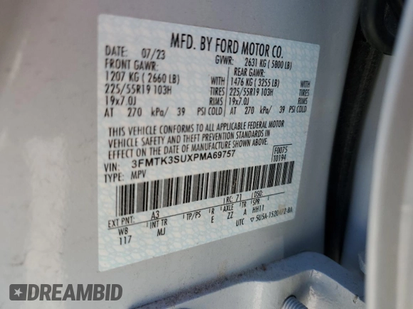 2023 Ford Mustang Mach-E Premium with VIN 3FMTK3SUXPMA69757, listed as a Copart auction lot 50560975 with 30,447 mi miles and Clean title. Bid and sale history available at DreamBid. Image 13.