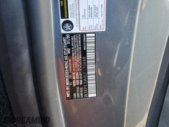 2020 Mercedes-Benz SLC 300 с VIN W1KPK3JAXLF170648, выставлен на аукционе Copart как лот 87199254 с пробегом Не указан миль и Списание • Salvage title. История ставок и продаж доступна на DreamBid. Изображение 14.