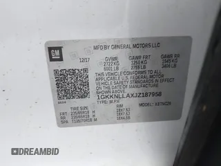 2018 GMC Acadia SLE with VIN 1GKKNLLAXJZ187958, listed as a IAAI auction lot 41536042 with 148,137 mi miles and . Bid and sale history available at DreamBid. Image 9.