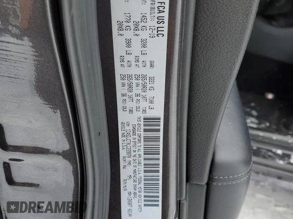 2020 Dodge Durango R/T z VIN 1C4SDJCT0LC229970, wystawiony jako Copart lot #42191815 z przebiegiem 94 353 mil mil oraz Nie do naprawy • Non repairable. Historia ofert i sprzedaży dostępna na DreamBid. Obrazek 13.