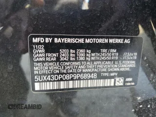 2023 BMW X3 sDrive30i with VIN 5UX43DP08P9P68948, listed as a Copart auction lot 81995894 with Not Provided miles and Clean Title. Bid and sale history available at DreamBid. Image 14.