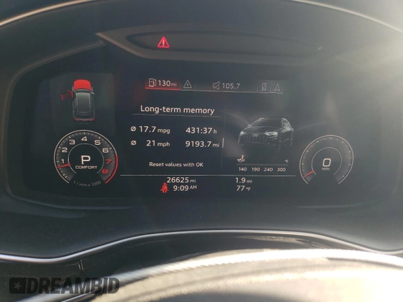 2019 Audi Q8 Premium с VIN WA1AVAF11KD010103, выставлен на аукционе Copart как лот 61801585 с пробегом 26 625 миль миль и Списание • Salvage title. История ставок и продаж доступна на DreamBid. Изображение 9.