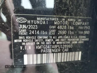 2023 Genesis G70 2.0T with VIN KMTG34TA8PU128993, listed as a Copart auction lot 72063714 with 24,629 mi miles and Clean Title. Bid and sale history available at DreamBid. Image 12.
