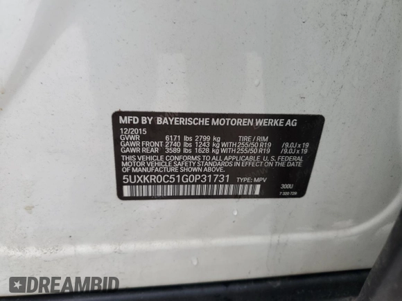 2016 BMW X5 xDrive35i z VIN 5UXKR0C51G0P31731, wystawiony jako Copart lot #55486915 z przebiegiem 93 906 mil mil oraz Szkoda całkowita • Salvage title. Historia ofert i sprzedaży dostępna na DreamBid. Obrazek 13.