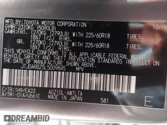 2020 Lexus NX 300 z VIN JTJDARBZ5L5009845, wystawiony jako IAAI lot #42160884 z przebiegiem 40 001 mil mil oraz . Historia ofert i sprzedaży dostępna na DreamBid. Obrazek 9.