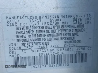 2018 Nissan Sentra S with VIN 3N1AB7AP0JY230120, listed as a IAAI auction lot 41236748 with 126,176 mi miles and . Bid and sale history available at DreamBid. Image 9.
