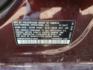 2013 Volkswagen Passat SEL Premium z VIN 1VWCH7A3XDC014934, wystawiony jako Copart lot #47226015 z przebiegiem 163 443 mil mil oraz Czysty tytuł • Clean title. Historia ofert i sprzedaży dostępna na DreamBid. Obrazek 12.