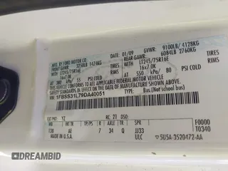 2009 Ford Econoline Passenger XL с VIN 1FBSS31L79DA40051, выставлен на аукционе IAAI как лот 41991120 с пробегом 170 373 миль миль и . История ставок и продаж доступна на DreamBid. Изображение 9.