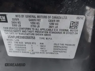 2014 Chevrolet Equinox LTZ with VIN 2GNFLHE39E6350753, listed as a IAAI auction lot 41356892 with 128,410 mi miles. Bid and sale history available at carsss.com. Image 9.