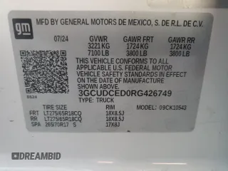 2024 Chevrolet Silverado 1500 Custom Trail Boss with VIN 3GCUDCED0RG426749, listed as a Copart auction lot 76178914 with 781 mi miles and Salvage Title. Bid and sale history available at carsss.com. Image 12.