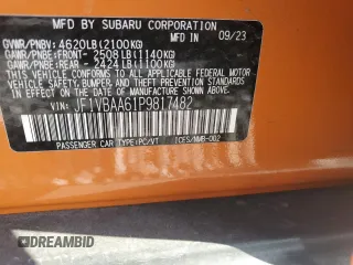 2023 Subaru WRX with VIN JF1VBAA61P9817482, listed as a Copart auction lot 74852794 with 6,127 mi miles and Salvage title. Bid and sale history available at DreamBid. Image 12.