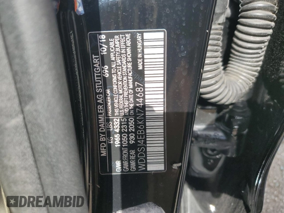 2019 Mercedes-Benz CLA with VIN WDDSJ4EB6KN744687, listed as a Copart auction lot 66317084 with 102,376 mi miles and Non Repairable. Bid and sale history available at carsss.com. Image 14.
