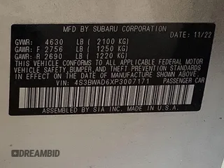 2023 Subaru Legacy Premium with VIN 4S3BWAD6XP3007171, listed as a IAAI auction lot 42703130 with 59,731 mi miles and . Bid and sale history available at DreamBid. Image 25.