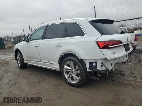 2021 Audi Q7 Premium Plus with VIN WA1LJAF7XMD028322, listed as a Copart auction lot 89302575 with 56,214 mi miles and Salvage title. Bid and sale history available at DreamBid. Image 2.