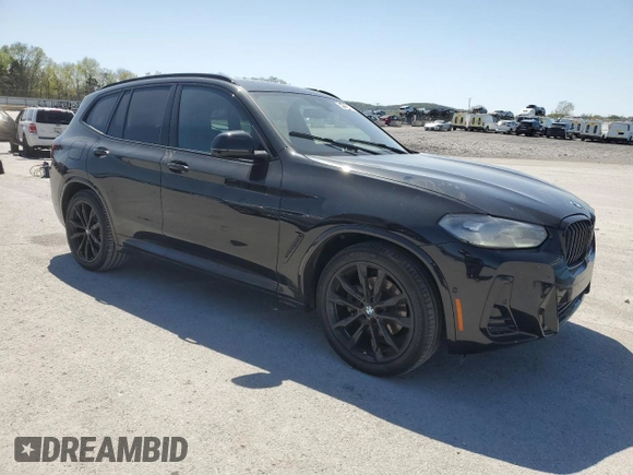 2023 BMW X3 sDrive30i with VIN 5UX43DP05P9P87523, listed as a Copart auction lot 52484675 with 24,834 mi miles and Salvage Title. Bid and sale history available at DreamBid. Image 4.