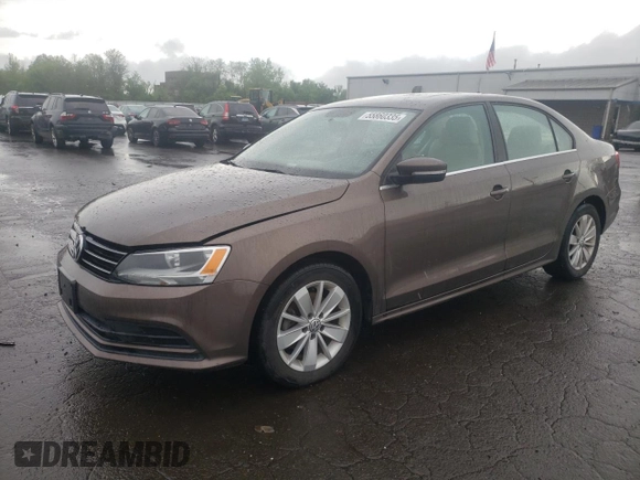 2015 Volkswagen Jetta SE z VIN 3VWD17AJ1FM422960, wystawiony jako Copart lot #55860335 z przebiegiem 87 616 mil mil oraz Czysty tytuł • Clean title. Historia ofert i sprzedaży dostępna na DreamBid. Obrazek 1.