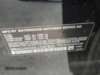 2020 BMW 8 Series 840i z VIN WBAGV4C0XLCD97822, wystawiony jako Copart lot #52265065 z przebiegiem Nie podano mil oraz Tytuł czysty. Historia ofert i sprzedaży dostępna na DreamBid. Obrazek 12.