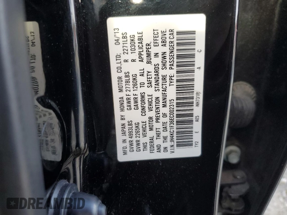 2014 Acura RLX with VIN JH4KC1F36EC002315, listed as a Copart auction lot 72633304 with 149,675 mi miles and Salvage Title. Bid and sale history available at carsss.com. Image 12.