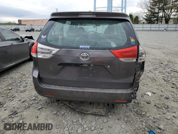 2013 Toyota Sienna L with VIN 5TDZK3DC4DS287532, listed as a Copart auction lot 53899055 with 0 mi miles and Clean Title. Bid and sale history available at carsss.com. Image 6.