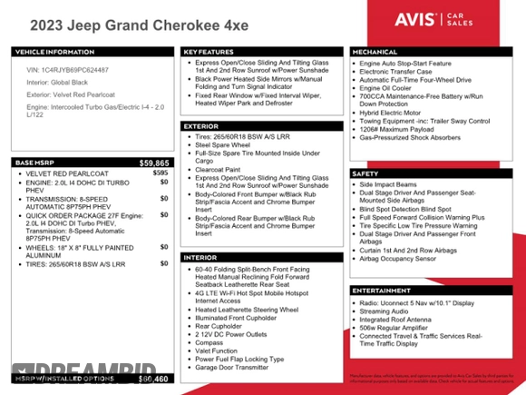2023 Jeep Grand Cherokee with VIN 1C4RJYB69PC624487, listed as a Copart auction lot 58548725 with Not provided miles and Non repairable. Bid and sale history available at DreamBid. Image 13.