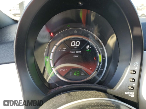 2018 FIAT 500e with VIN 3C3CFFGE7JT377367, listed as a Copart auction lot 88474685 with 34,428 mi miles and Salvage Title. Bid and sale history available at carsss.com. Image 9.