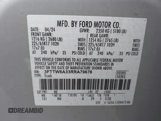 2024 Ford Maverick XL with VIN 3FTTW8A33RRA79678, listed as a IAAI auction lot 41951715 with 17,291 mi miles and . Bid and sale history available at DreamBid. Image 9.