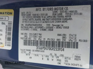 2016 Ford Fusion SE with VIN 3FA6P0H70GR233934, listed as a IAAI auction lot 42189095 with 145,051 mi miles. Bid and sale history available at carsss.com. Image 9.